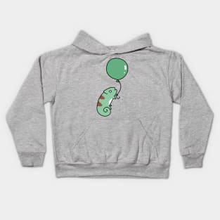 Green Balloon Chameleon Kids Hoodie